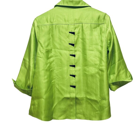 Multiples Essentials Womens Lime Green Button-Front Shirt Size PS - Picture 2 of 9